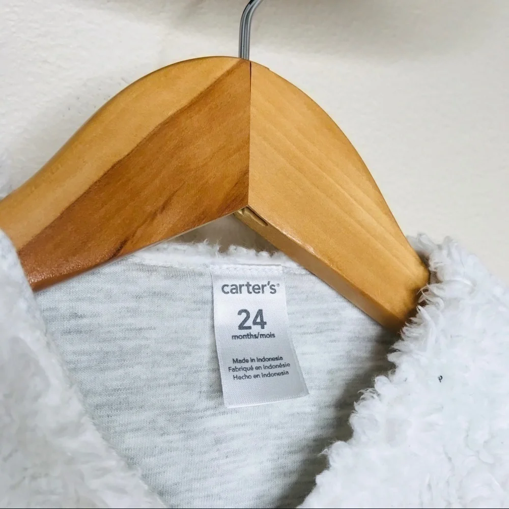 CARTER’S White with Pink Bow Faux Fur Vest